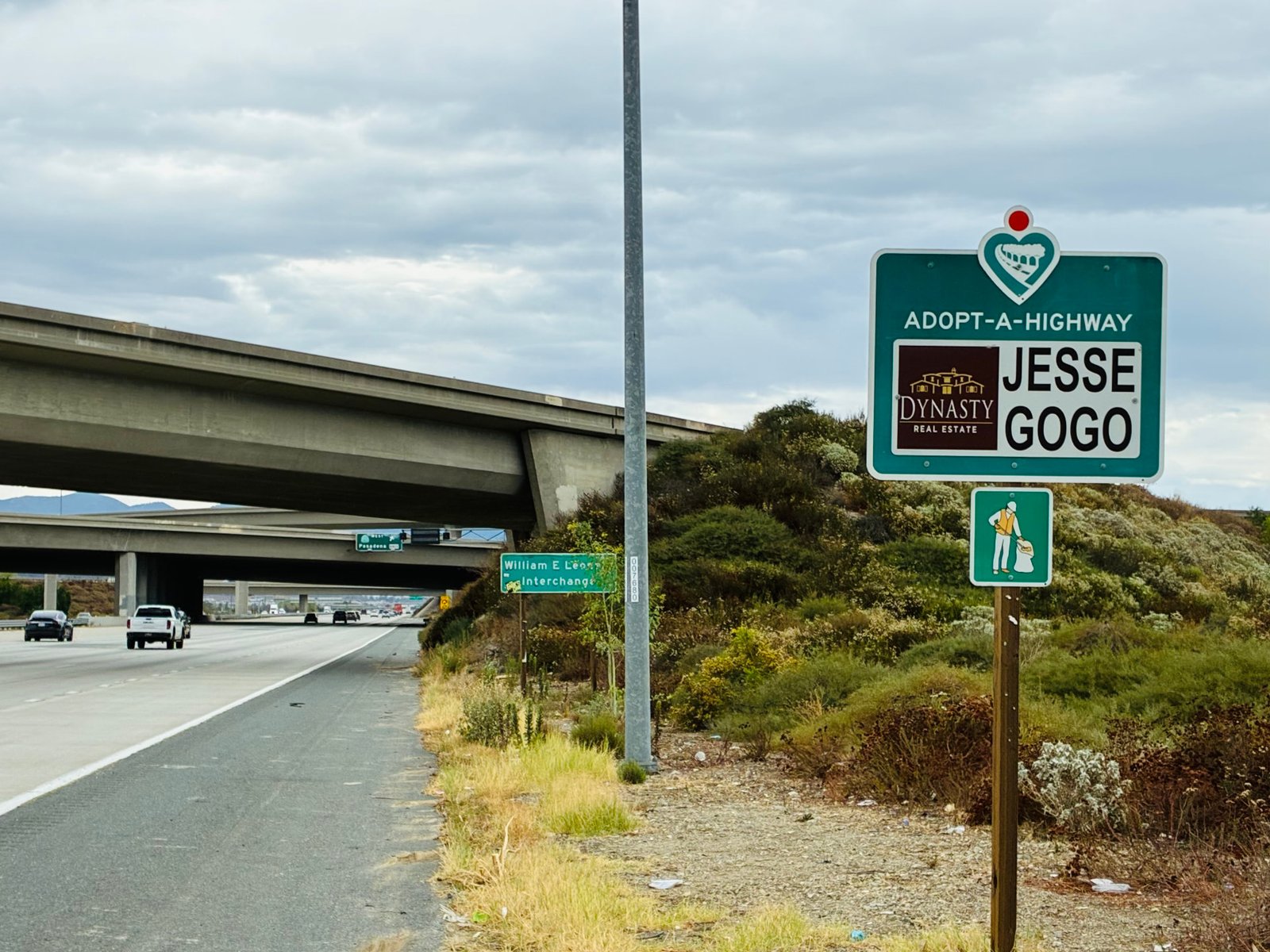 Jesse Gogo Adopt-A-Highway sign at 210 Freeway Interchange (Fontana)