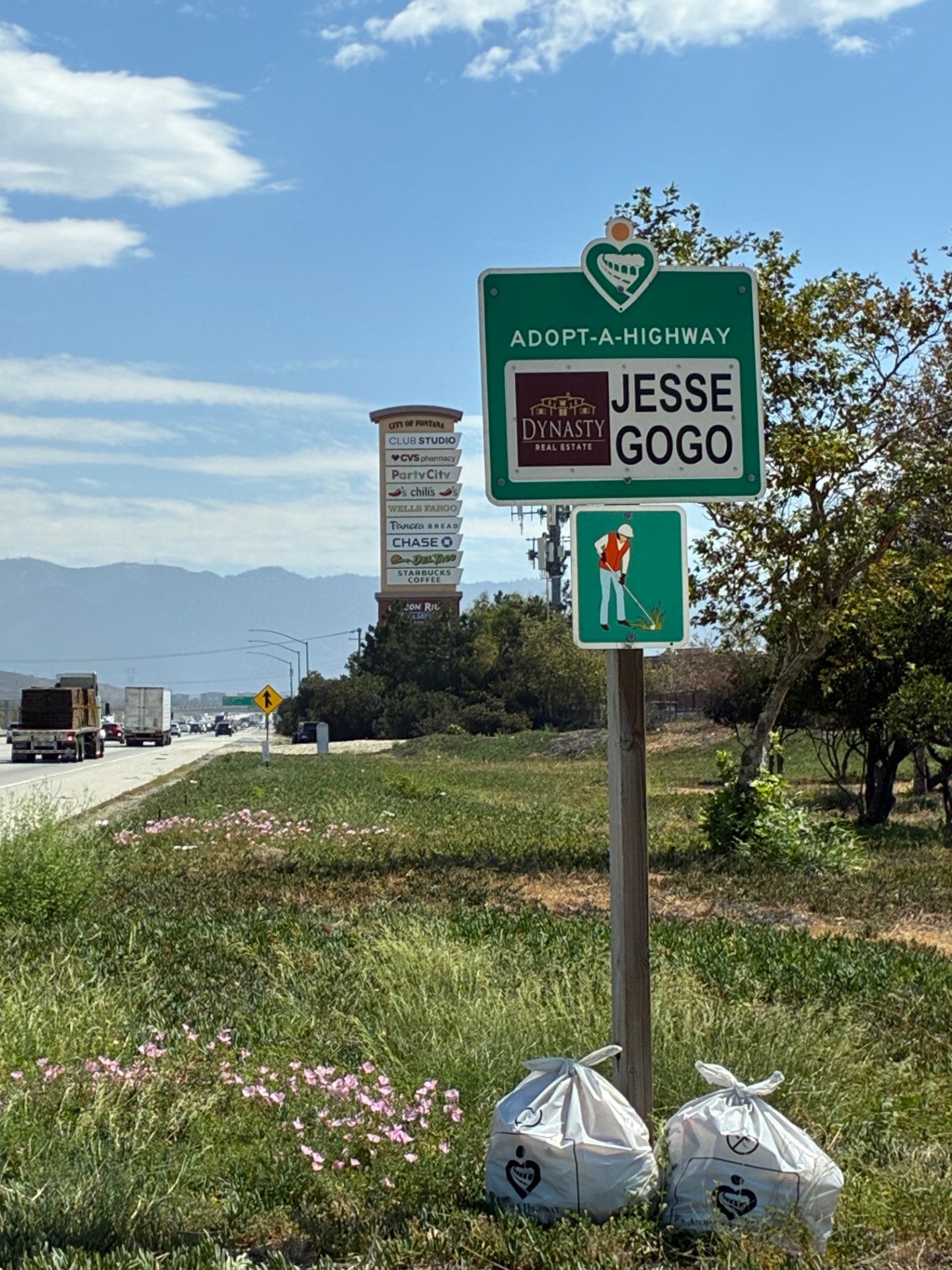 Jesse Gogo Adopt-A-Highway sign at Summit Exit (Fontana)