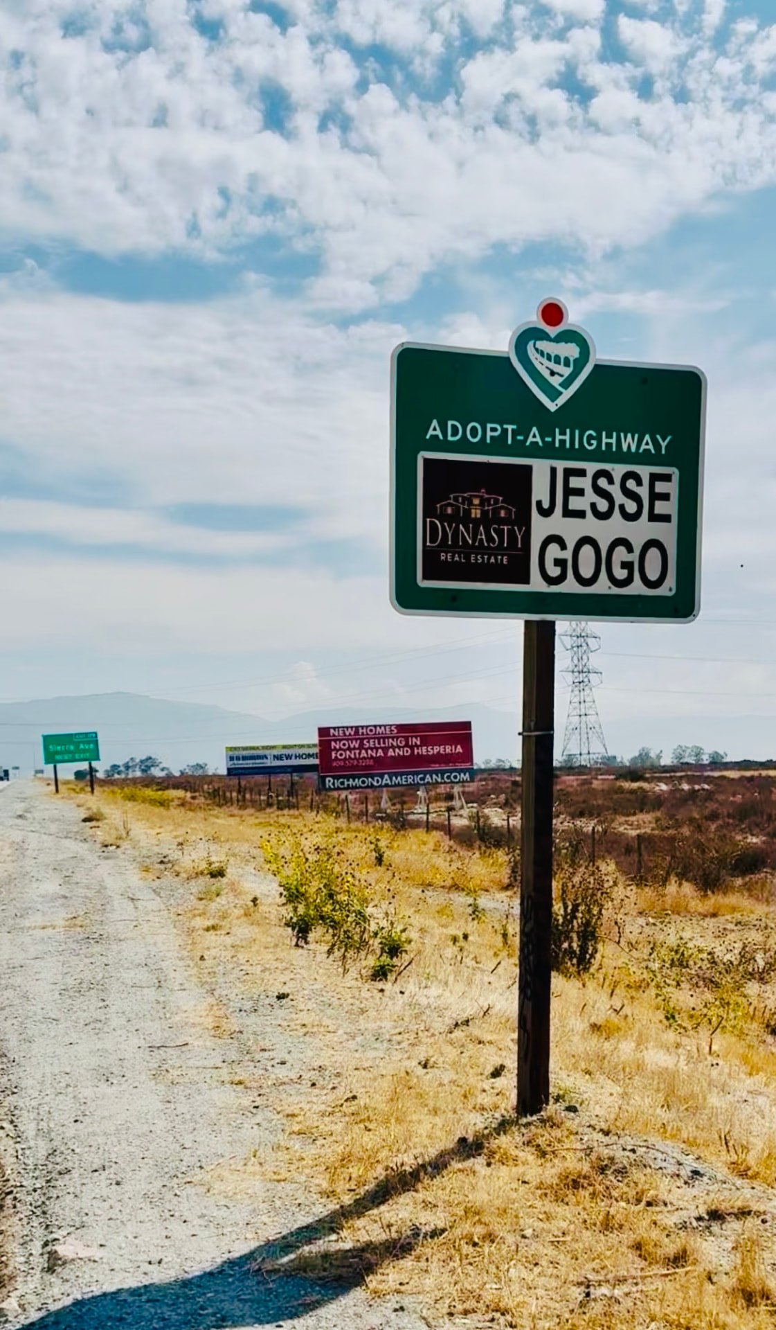 Jesse Gogo Adopt-A-Highway sign at Sierra Ave (Fontana)