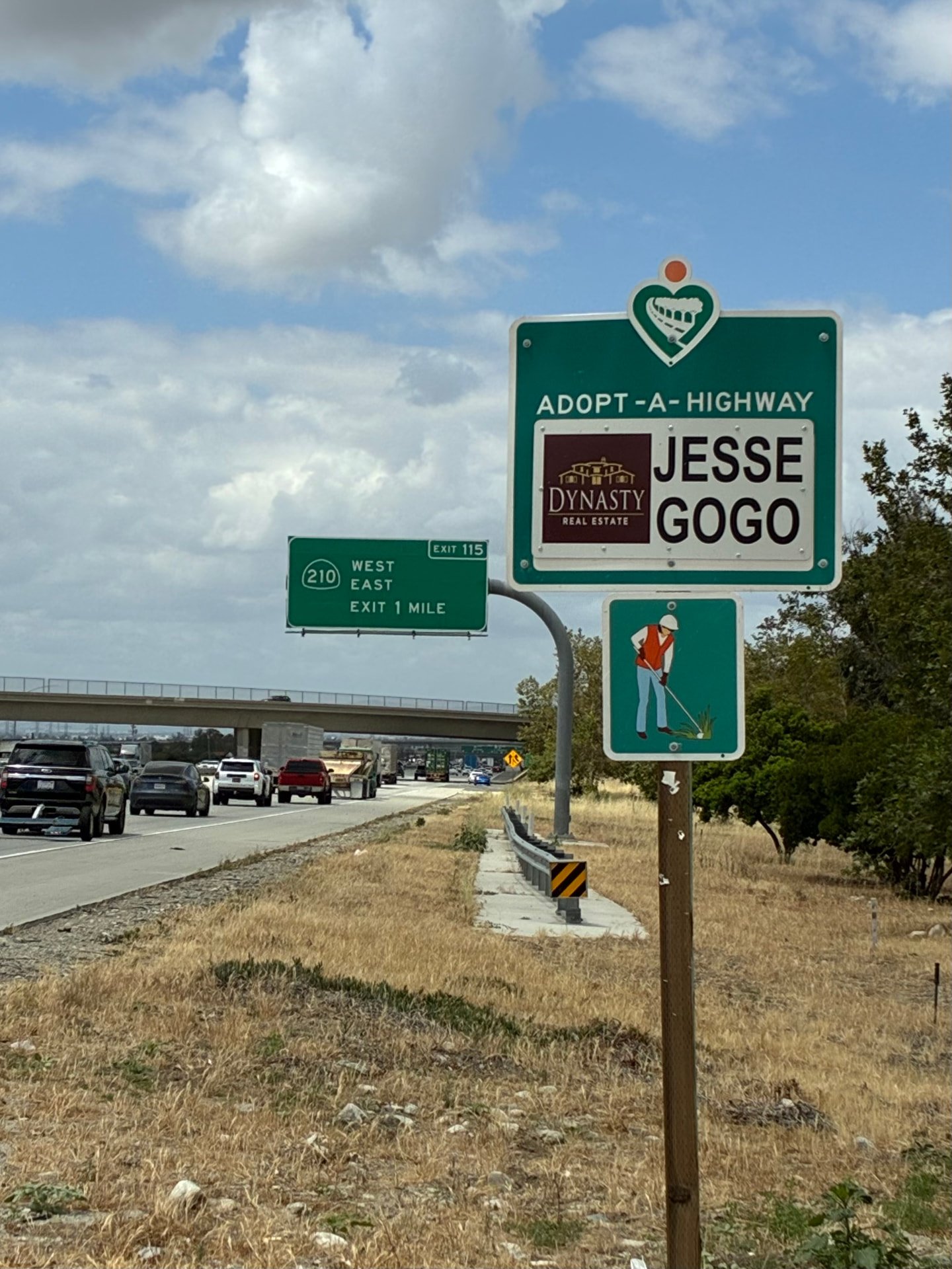 Jesse Gogo Adopt-A-Highway sign at Summit Ave Exit (Fontana)