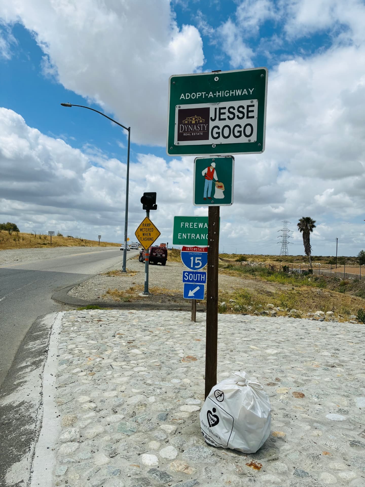 Jesse Gogo Adopt-A-Highway sign at Sierra Ave (Fontana) NB & SB