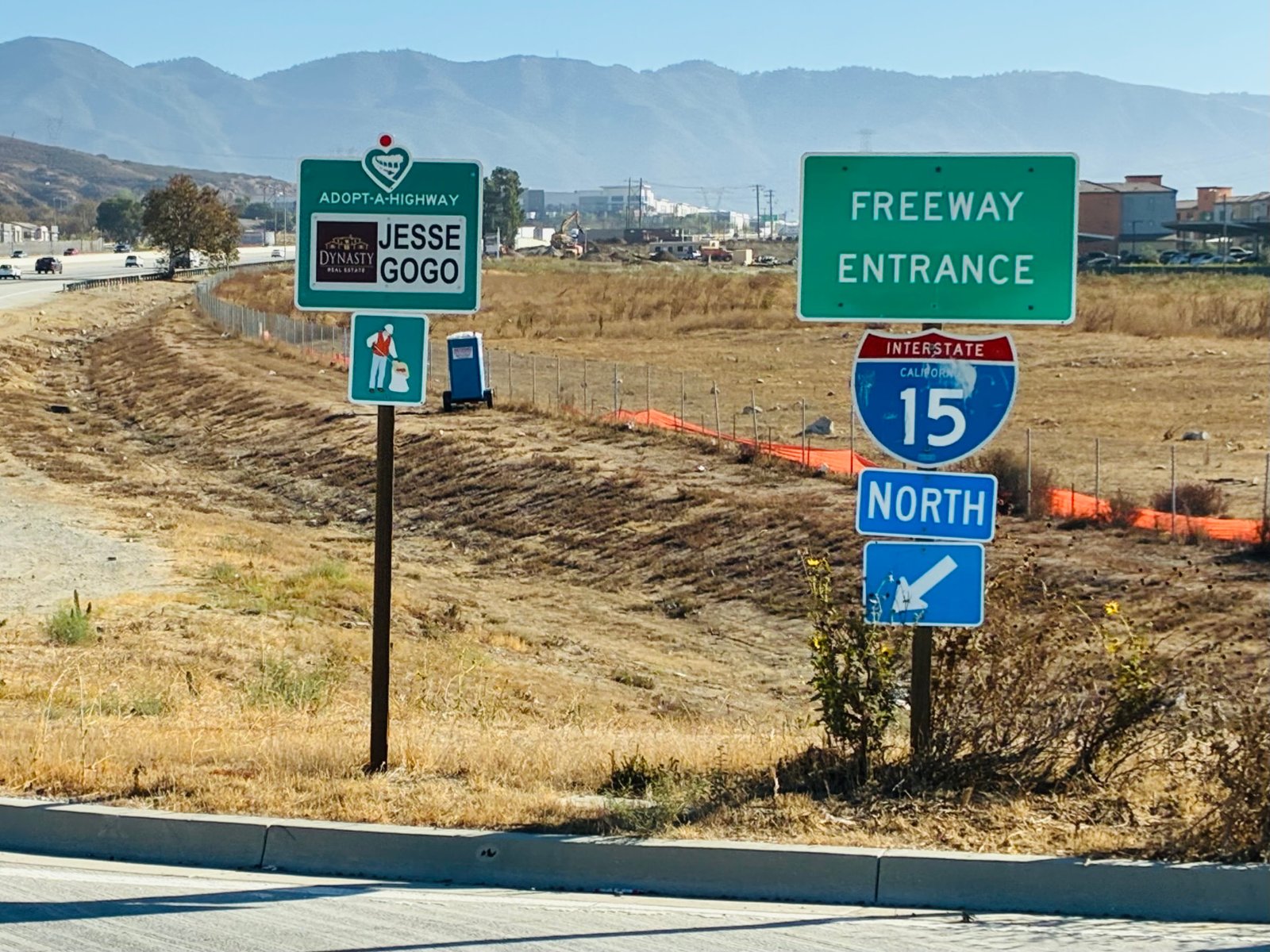 Jesse Gogo Adopt-A-Highway sign at Duncan Canyon (Fontana) NB & SB