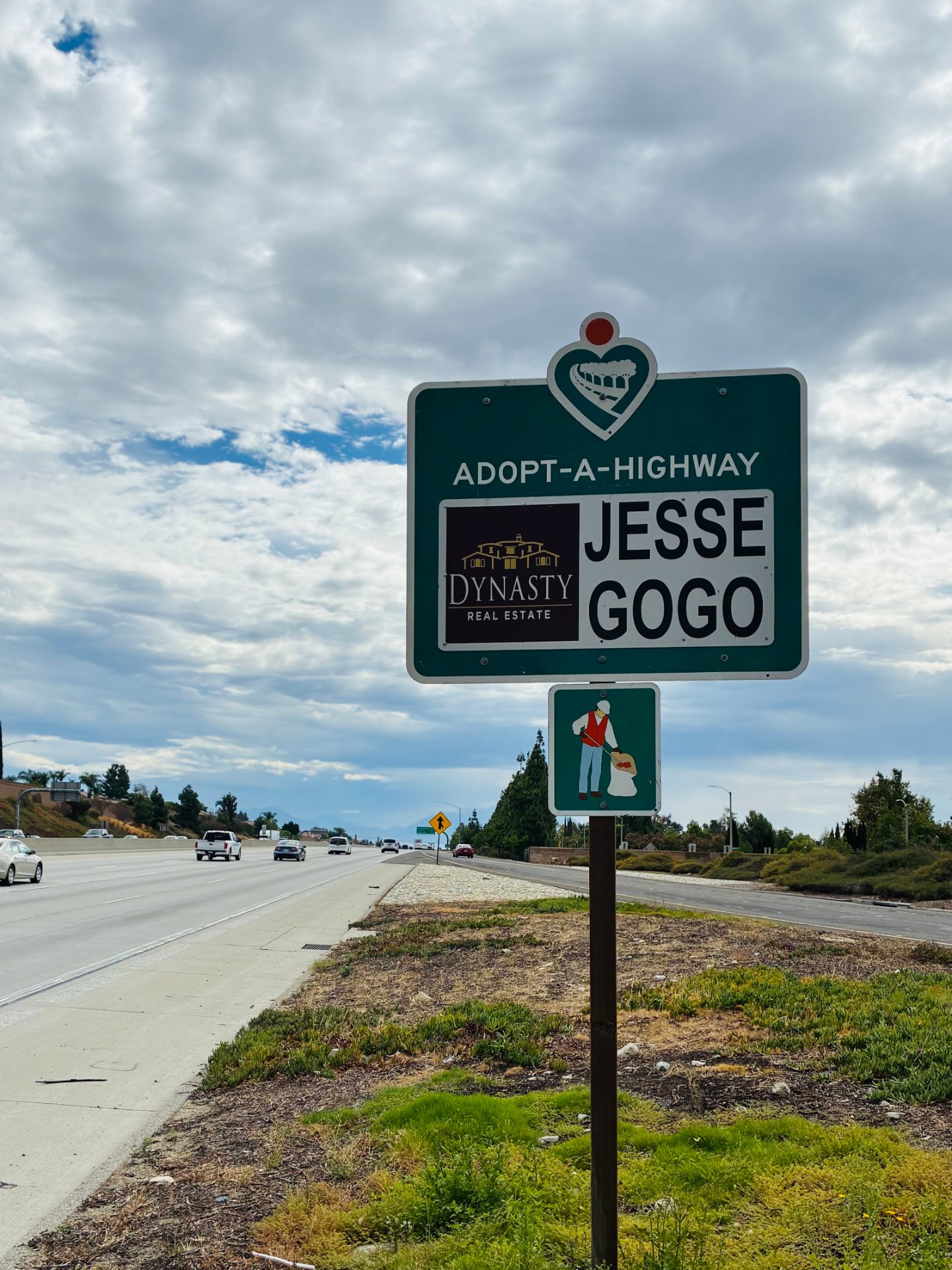 Jesse Gogo Adopt-A-Highway sign at Milliken Ave (Rancho Cucamonga)