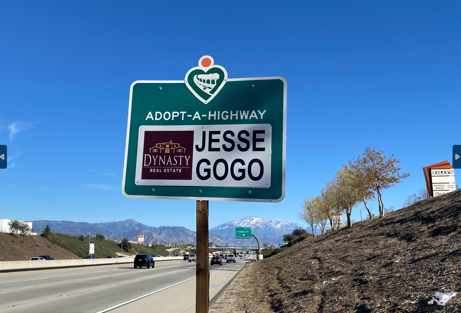 Jesse Gogo Adopt-A-Highway sign at Ayala Dr (Rialto)