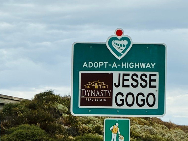 Jesse Gogo Adopt-A-Highway sign at 210 Freeway Interchange (Fontana)