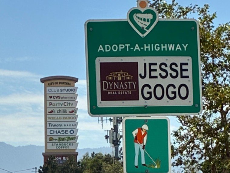 Jesse Gogo Adopt-A-Highway sign at Summit Exit (Fontana)