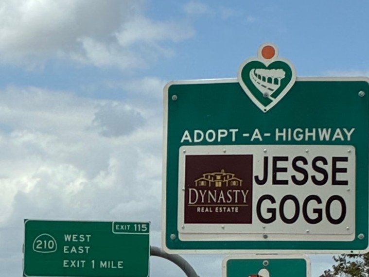 Jesse Gogo Adopt-A-Highway sign at Summit Ave Exit (Fontana)