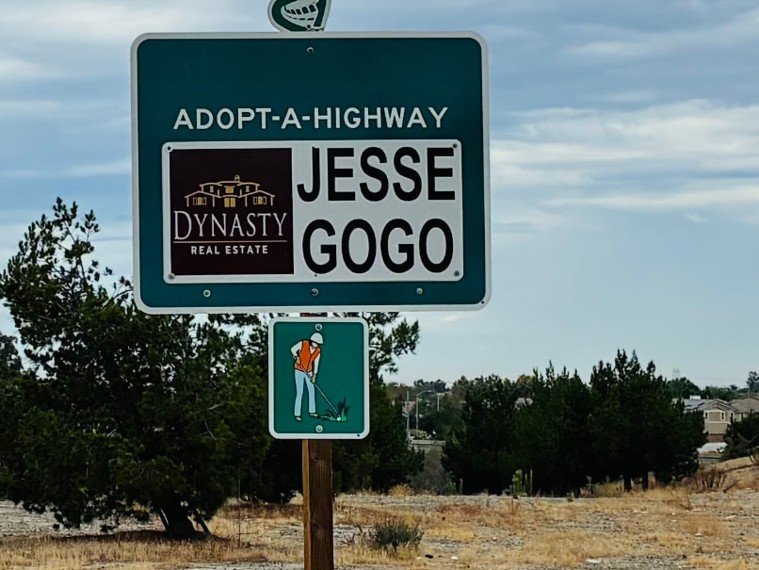 Jesse Gogo Adopt-A-Highway sign at Baseline Rd (Rancho Cucamonga)