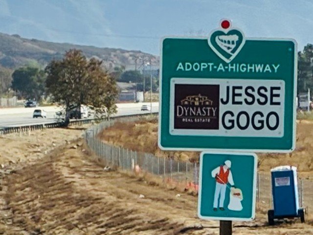 Jesse Gogo Adopt-A-Highway sign at Duncan Canyon (Fontana) NB & SB
