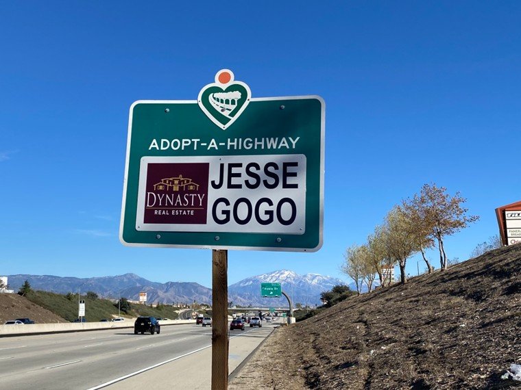 Jesse Gogo Adopt-A-Highway sign at Ayala Dr (Rialto)