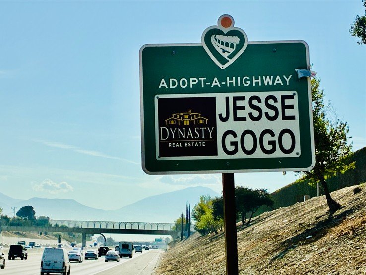 Jesse Gogo Adopt-A-Highway sign at Riverside Ave (Rialto)