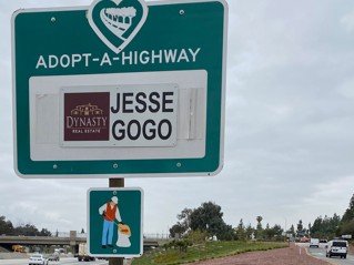 Jesse Gogo Adopt-A-Highway sign at Central Ave (Chino)